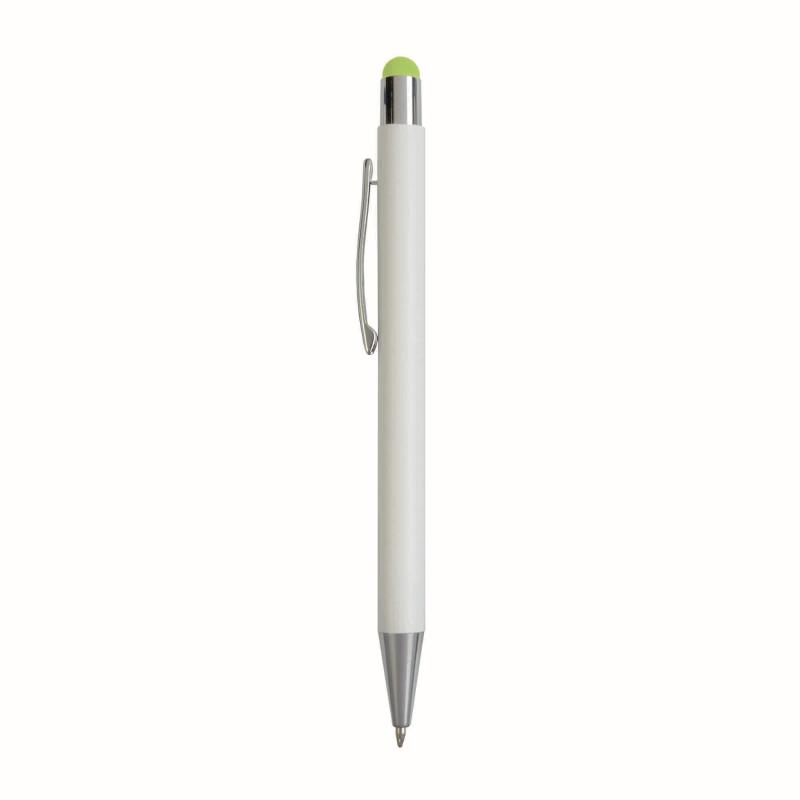 Aluminum push button ball pen with colored touch screen and laser engraved logo
