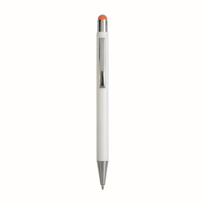 Aluminum push button ball pen with colored touch screen and laser engraved logo