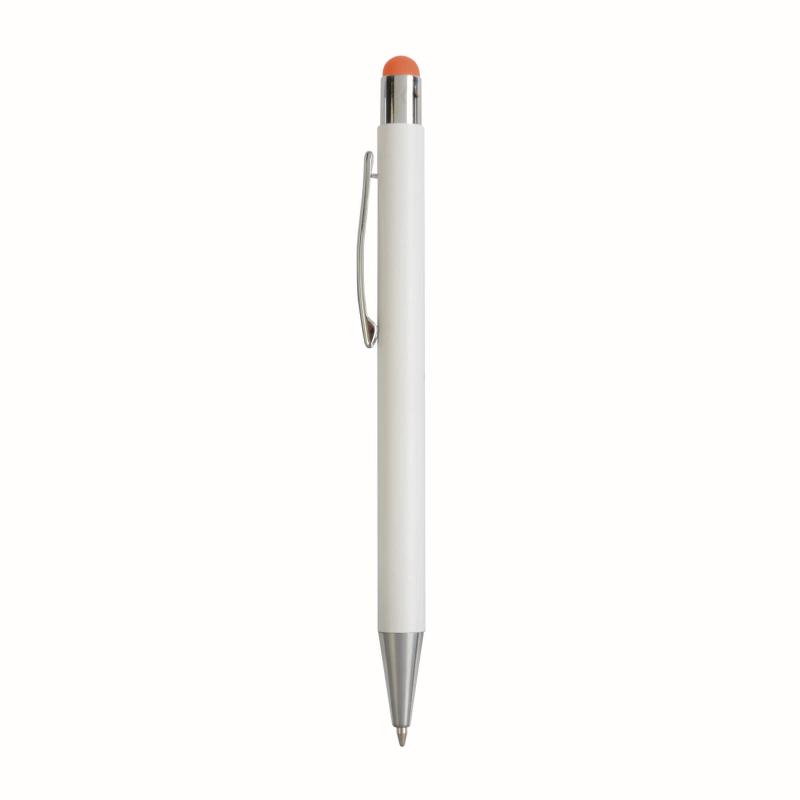 Aluminum push button ball pen with colored touch screen and laser engraved logo