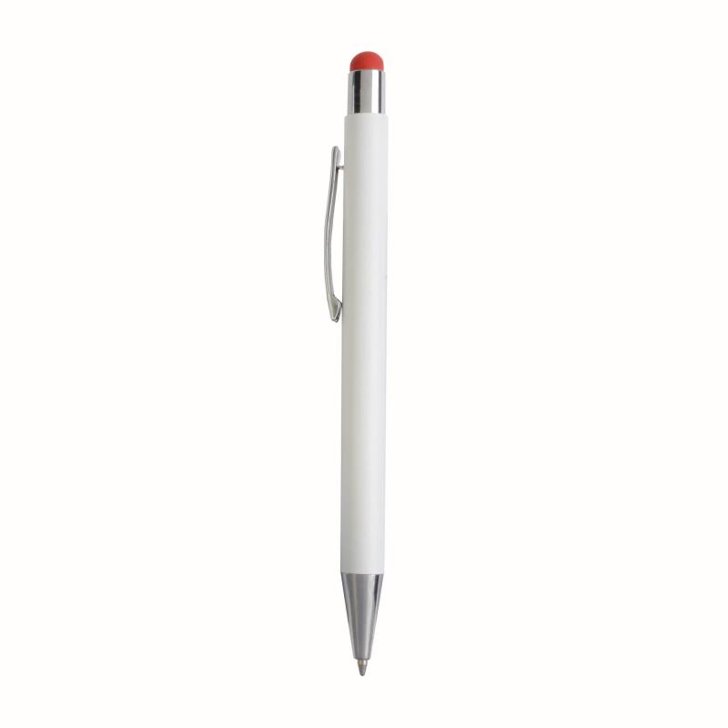 Aluminum push button ball pen with colored touch screen and laser engraved logo