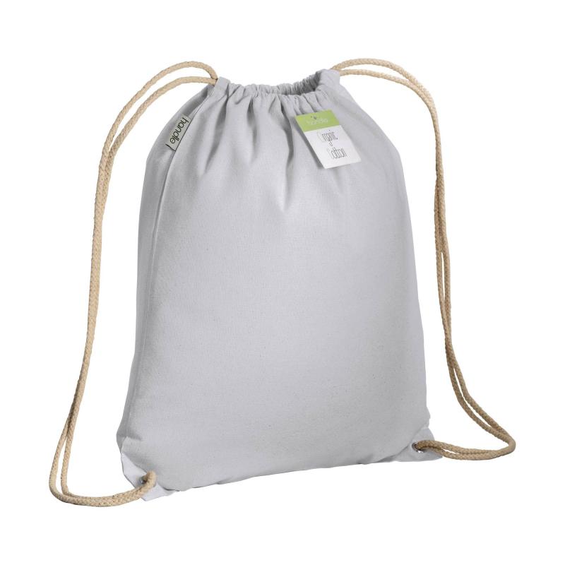 Organic cotton drawstring bag with reinforced corners