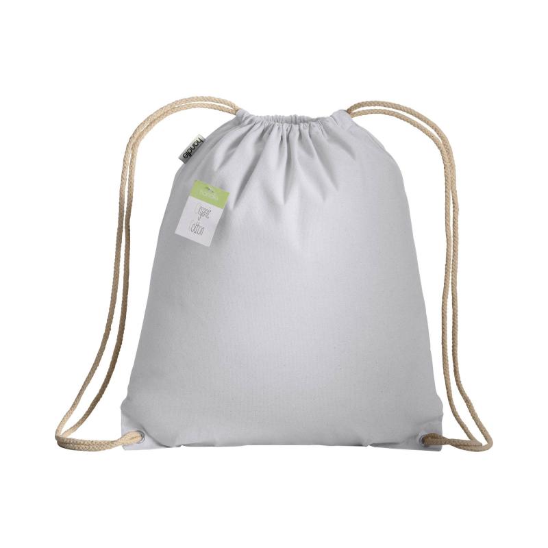 Organic cotton drawstring bag with reinforced corners