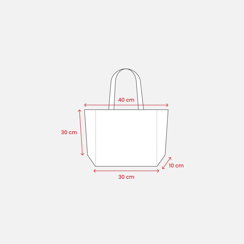 Organic cotton shopping bag, long handles and buttom gusset