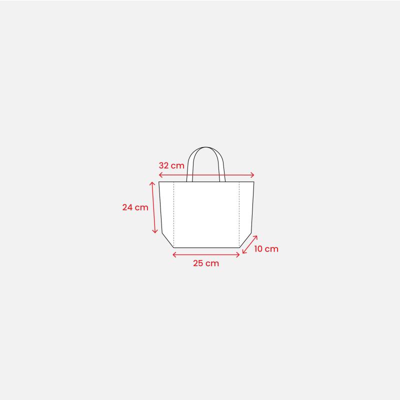 Organic cotton shopping bag, short handles and buttom gusset
