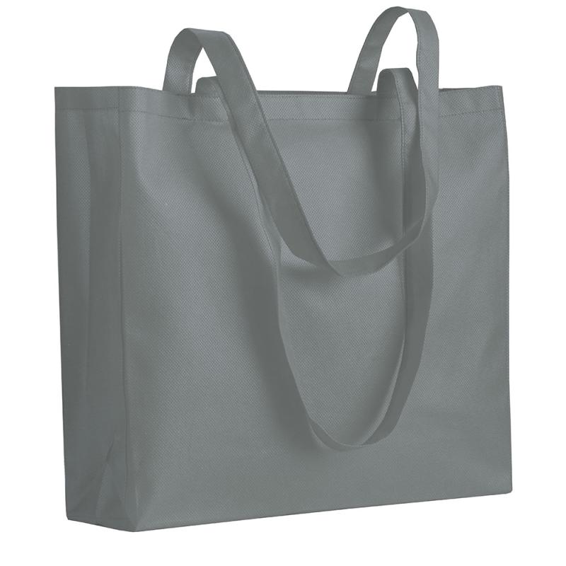 Bolsa de tejido sin tejer con fuelle e asas largas.