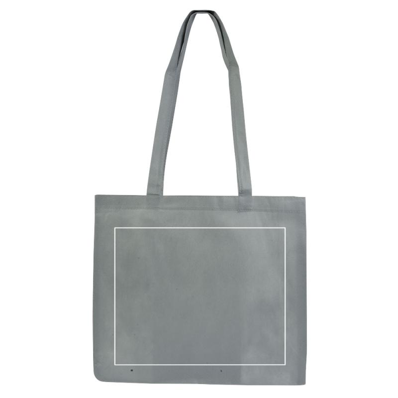 Bolsa de tejido sin tejer con fuelle e asas largas.