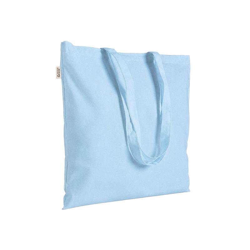 Bolsa shopper de color liso en algodón reciclado de 140 g/m2. Certificado GRS