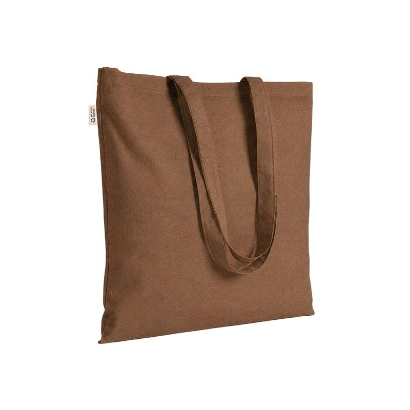 Bolsa shopper de color liso en algodón reciclado de 140 g/m2. Certificado GRS