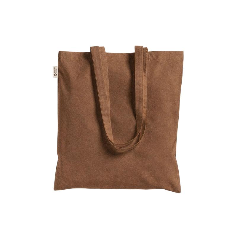 Bolsa shopper de color liso en algodón reciclado de 140 g/m2. Certificado GRS