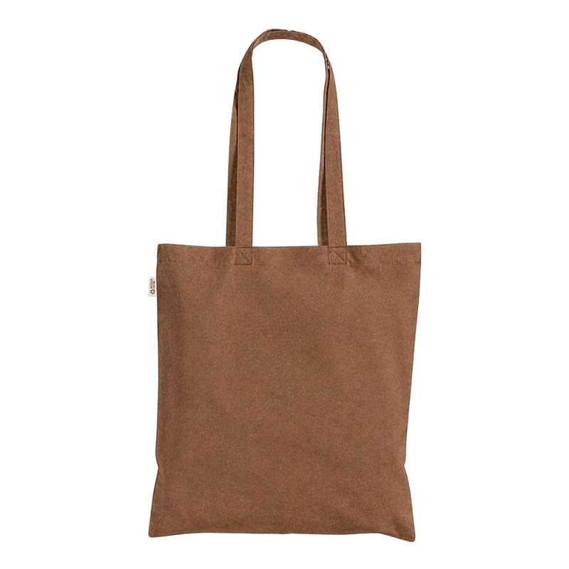 Bolsa shopper de color liso en algodón reciclado de 140 g/m2. Certificado GRS