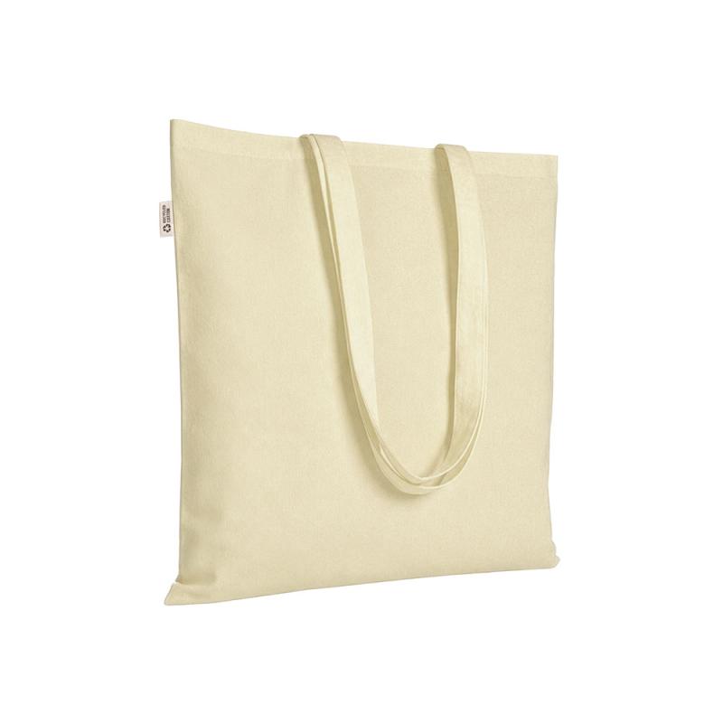 Bolsa shopper de color liso en algodón reciclado de 140 g/m2. Certificado GRS