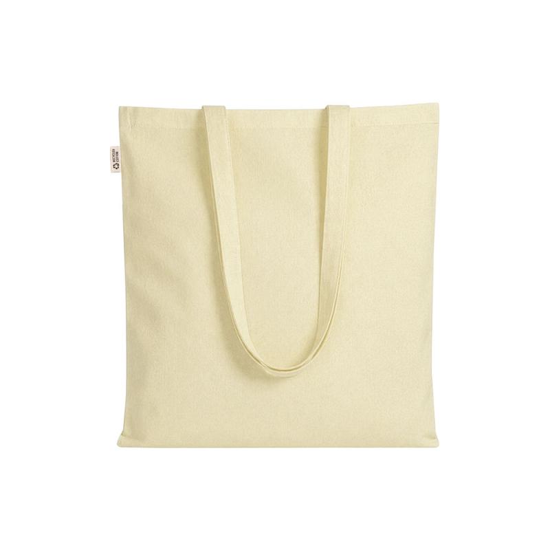 Bolsa shopper de color liso en algodón reciclado de 140 g/m2. Certificado GRS