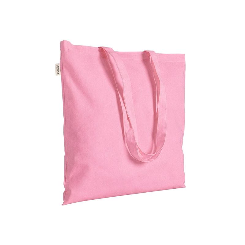 Bolsa shopper de color liso en algodón reciclado de 140 g/m2. Certificado GRS