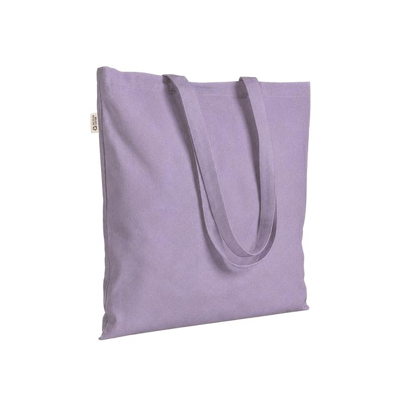 Bolsa shopper de color liso en algodón reciclado de 140 g/m2. Certificado GRS