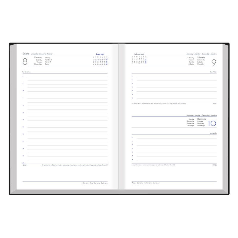 D12 Agenda Día - DN Capalbio D66 Azul - páginas enfrentadas - gráfica página día