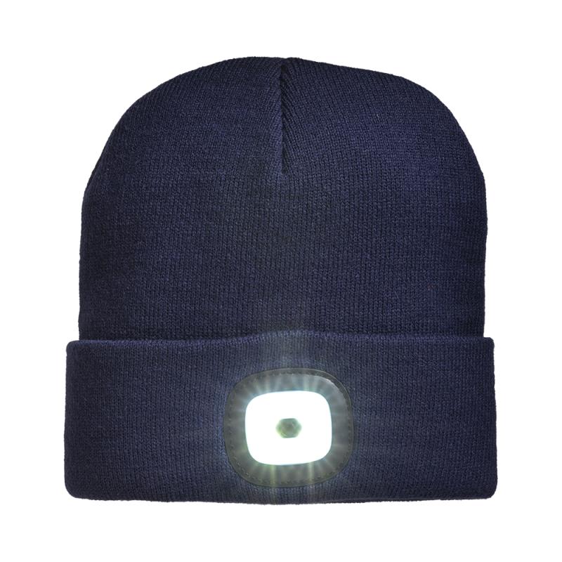 Gorro de punto 100% acrilico grueso con luz LED extraible y recargable por USB