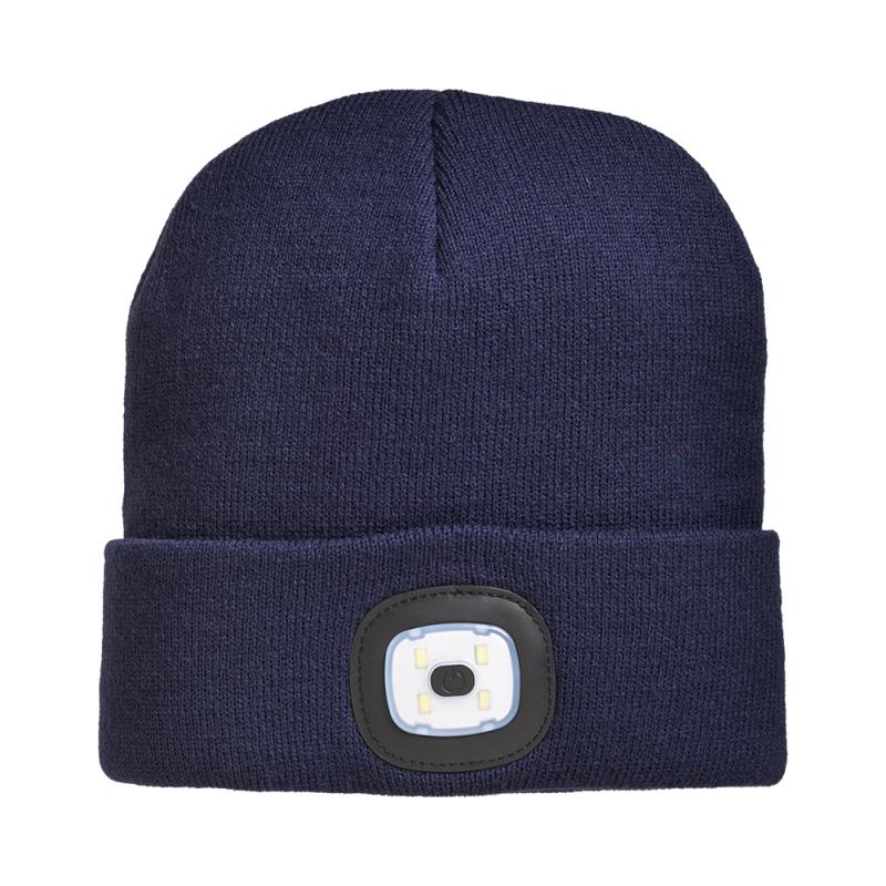 Gorro de punto 100% acrilico grueso con luz LED extraible y recargable por USB