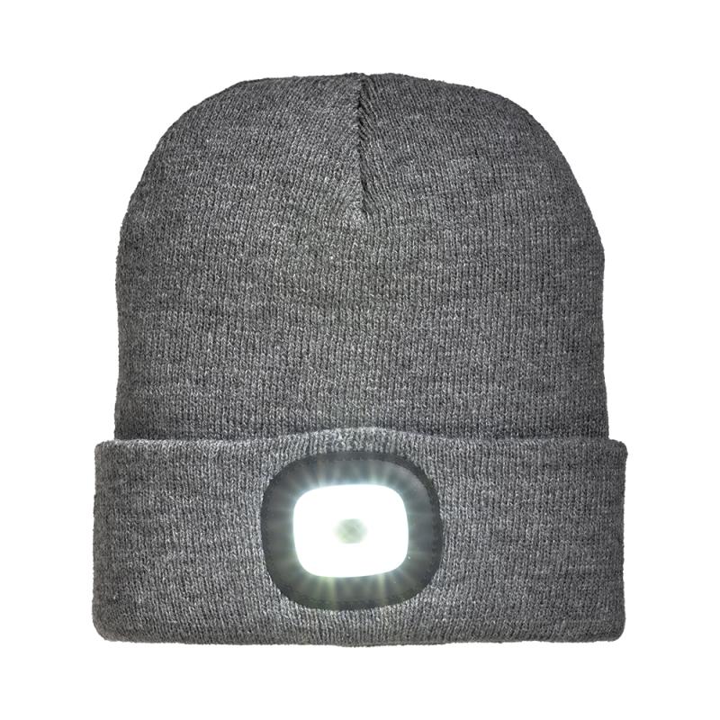Gorro de punto 100% acrilico grueso con luz LED extraible y recargable por USB