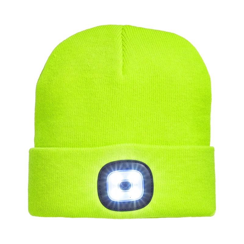 Gorro de punto 100% acrilico grueso con luz LED extraible y recargable por USB