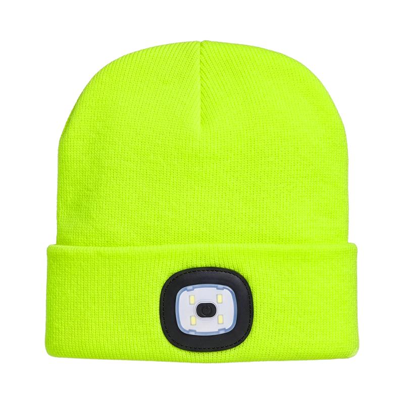 Gorro de punto 100% acrilico grueso con luz LED extraible y recargable por USB