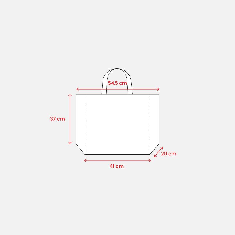 Bolsa maxi de algodon de 450 g/m2. Dispone de cierre con cremallera y bolsillo interior