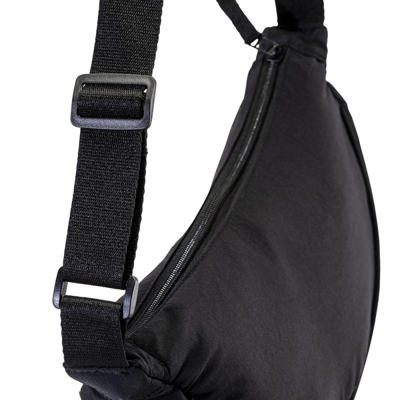 Bolso redondo de nylon con correa ajustable y cierre con cremallera