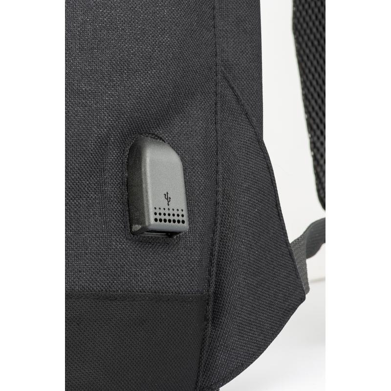 Mochila para PC con bloqueo antirrobo, con toma USB, en poliéster 600D