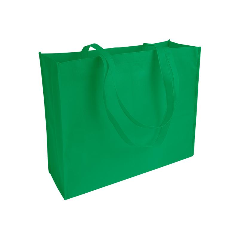 Shopper con fuelle en TNT cosido, asas largas