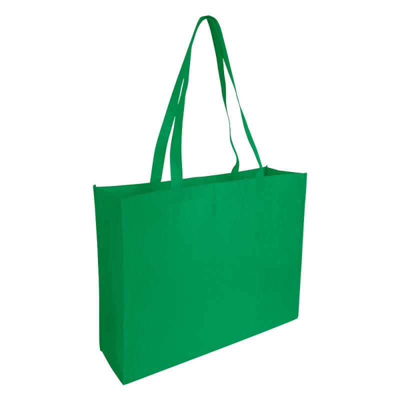 Shopper con fuelle en TNT cosido, asas largas