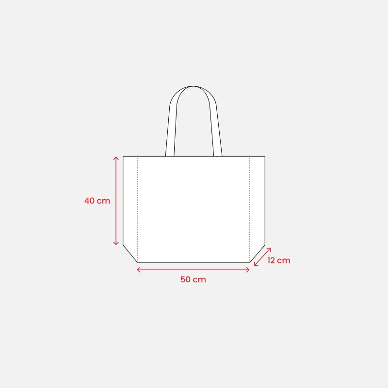 Shopper con fuelle en TNT cosido, asas largas