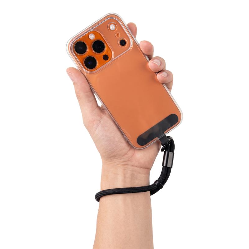 Correa de muneca para smartphone de poliester. Con etiqueta personalizable.