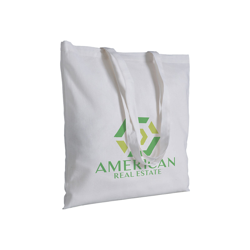 Bolsa de algodón  con asas largas.