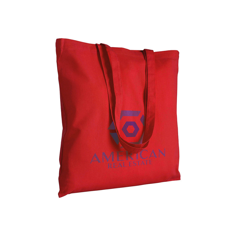 Bolsa de algodón  con asas largas.
