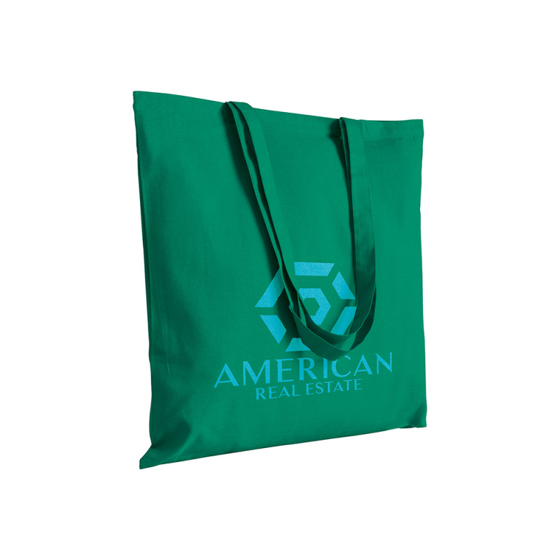 Bolsa de algodón  con asas largas.