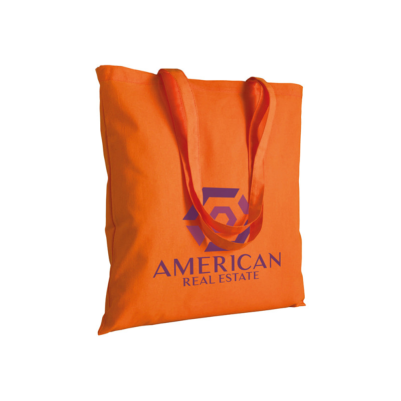 Bolsa de algodón  con asas largas.