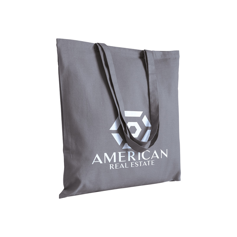 Bolsa de algodón  con asas largas.