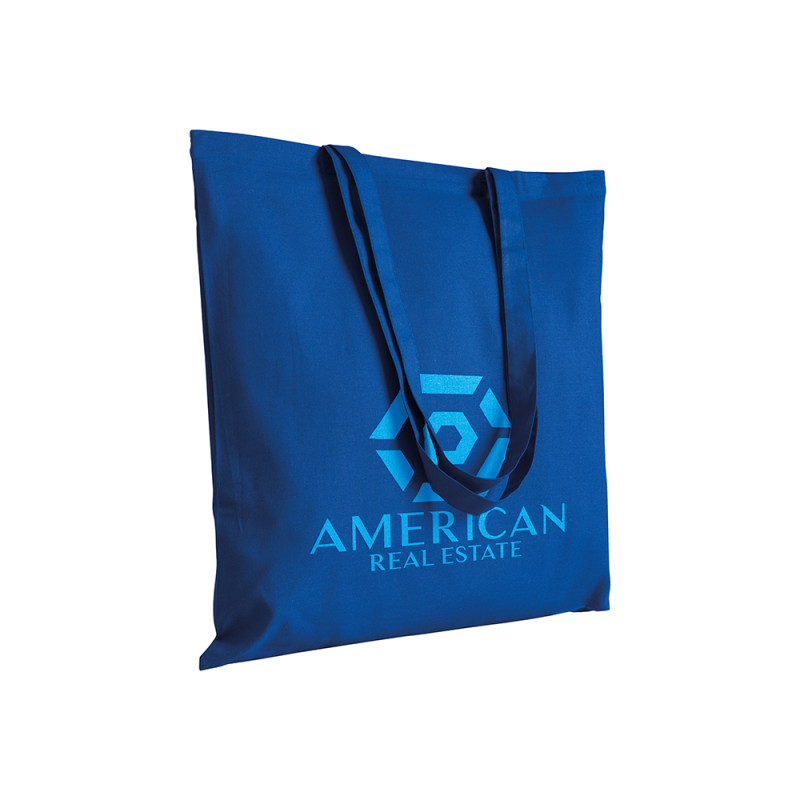 Bolsa de algodón  con asas largas.