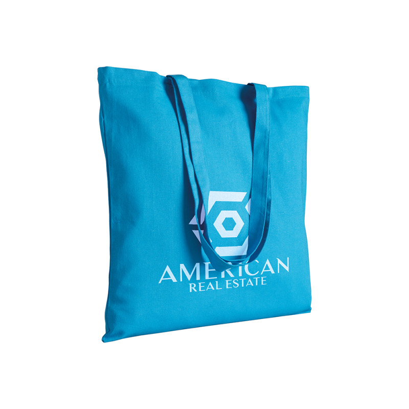 Bolsa de algodón  con asas largas.