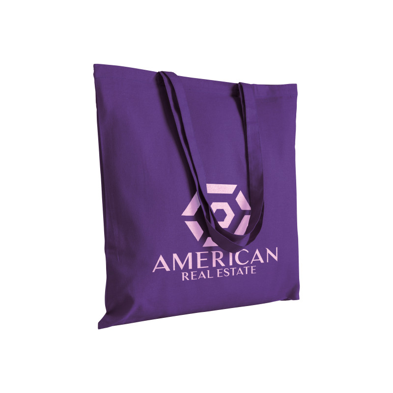 Bolsa de algodón  con asas largas.
