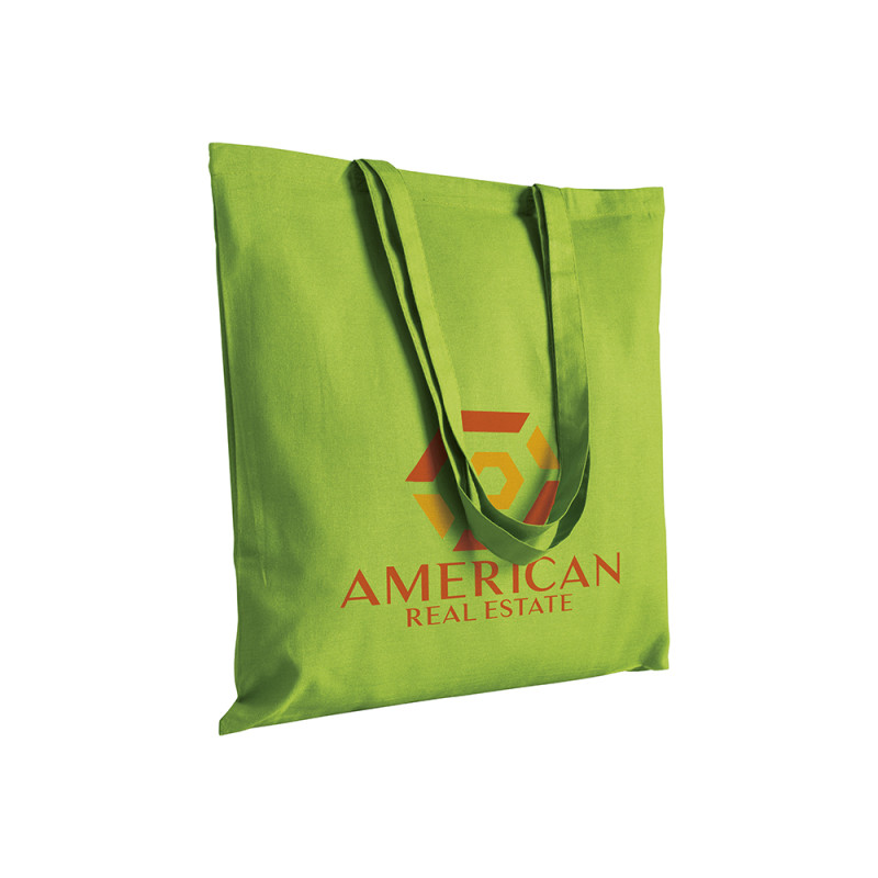 Bolsa de algodón  con asas largas.