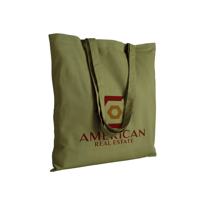 Bolsa de algodón  con asas largas.