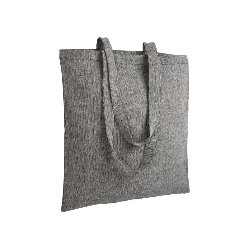 Bolsa de algodón reciclado efecto melange, mangos largos
