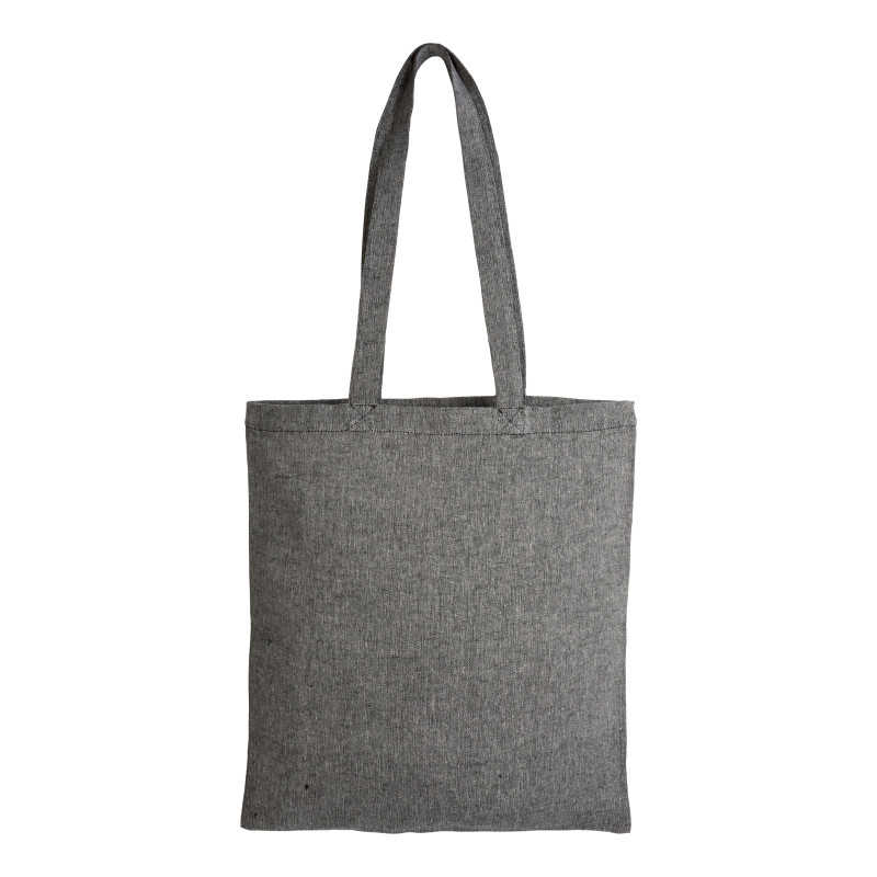 Bolsa de algodón reciclado efecto melange, mangos largos