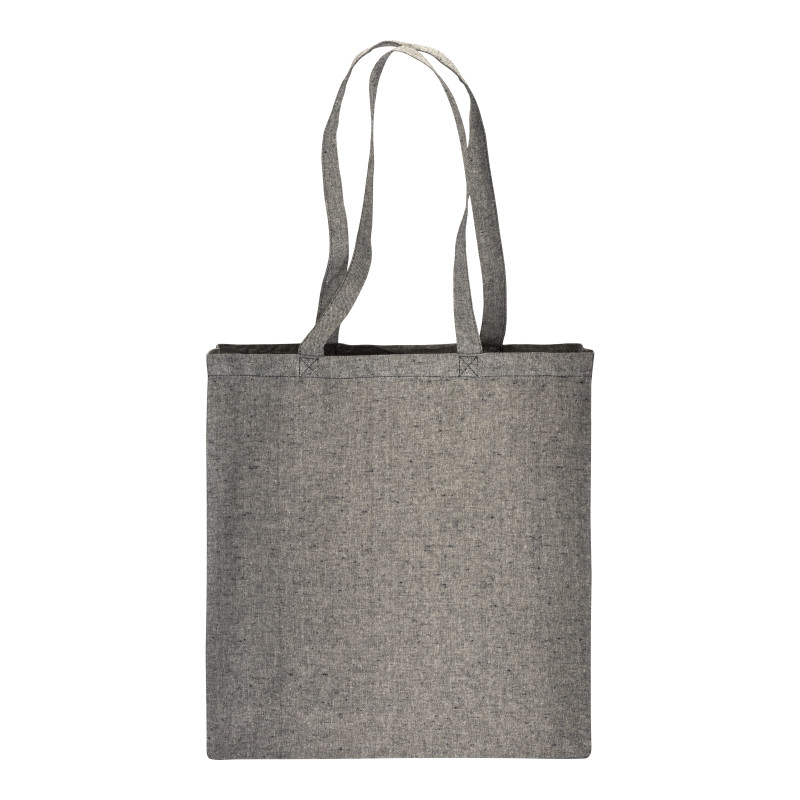 Bolsa de algodón reciclado efecto melange, asas largas y fuelles