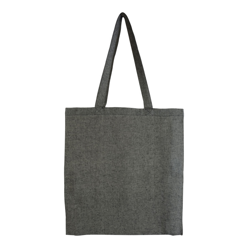 Bolsa de algodón reciclado efecto melange, asas largas y fuelles