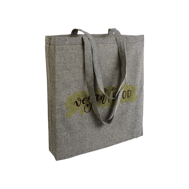 Bolsa de algodón reciclado efecto melange, asas largas y fuelles