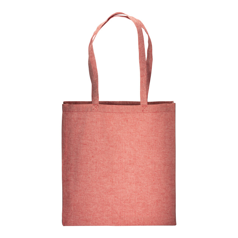 Bolsa de algodón reciclado efecto melange, asas largas y fuelles