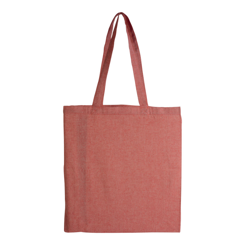 Bolsa de algodón reciclado efecto melange, asas largas y fuelles