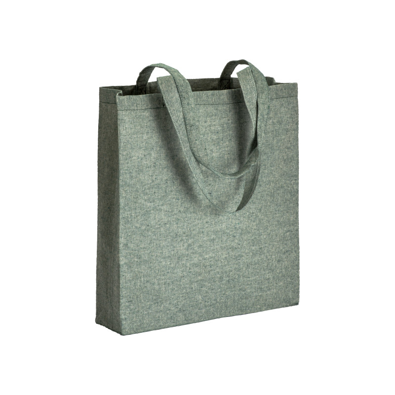 Bolsa de algodón reciclado efecto melange, asas largas y fuelles