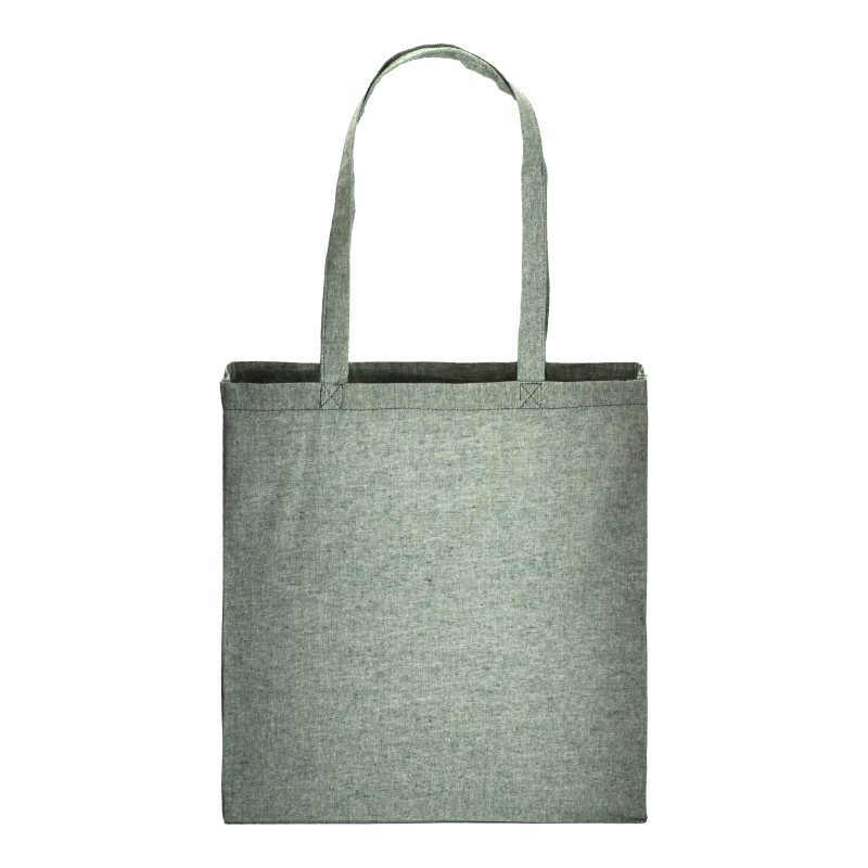 Bolsa de algodón reciclado efecto melange, asas largas y fuelles